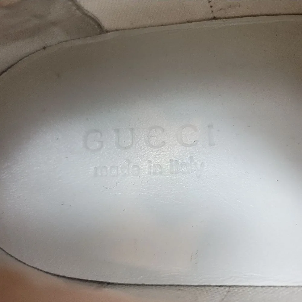 Gucci GG  Leather Low Top Sneakers White Croc Embossed Leather Mens 10 Italy
